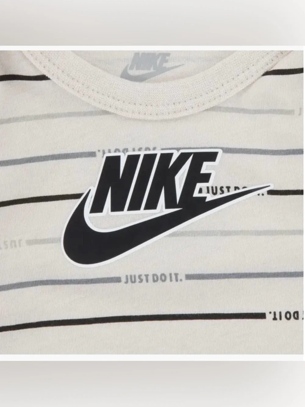Nike Baby Girl's 2-Piece Just Do It Stripe Bodysuit and Leggings Set. - Picture 3 of 9